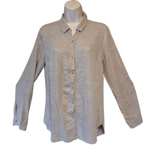Express Women's Light Gray Button-Down Shirt